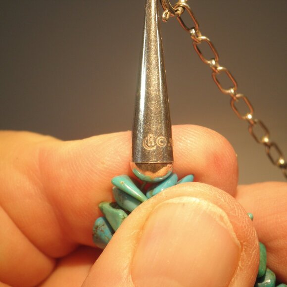 Vintage Relios Pollack Turquoise Bead Sterling Silver Double-strand Necklace - Picture 4 of 4